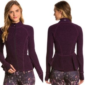 Beyond Yoga Purple Space Dye Purple with Ruffled Hem ZIP-Up SM